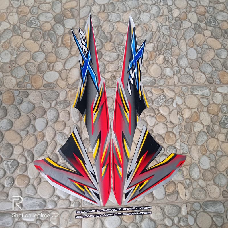 stiker striping motor honda supra FIT X 2007-2008 silver-merah