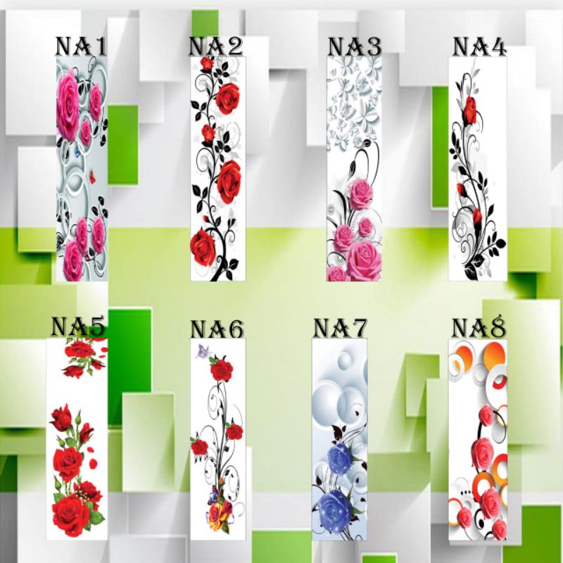 sticker lemari kaca motif bunga004