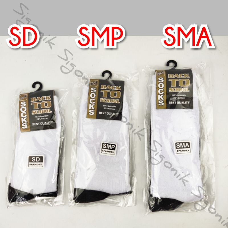 Kaos Kaki Putih Hitam Anak Sekolah SD SMP SMA Panjang Murah Promo Sigonik