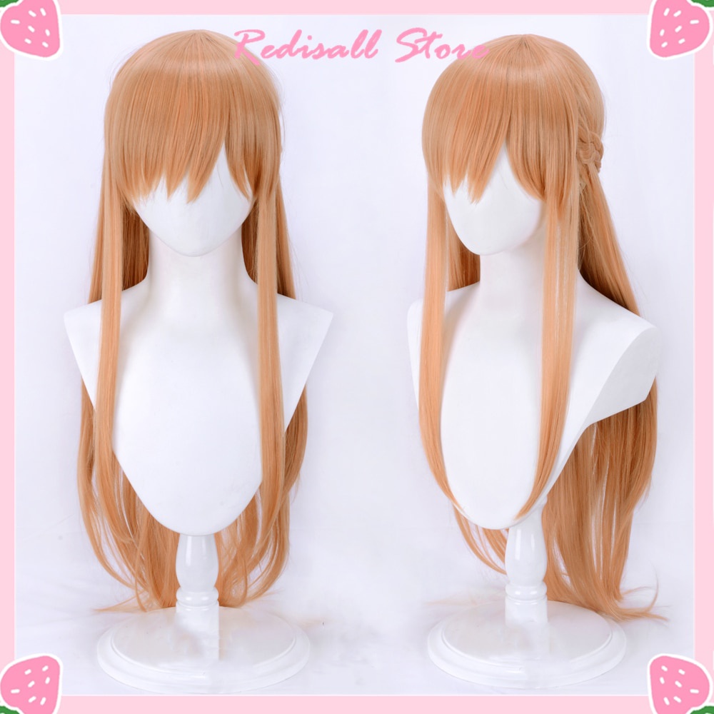 PREORDER Anime Sword Art Online Cosplay Yuuki Asuna Wig Braided Long Straight Synthetic Hair Orange 