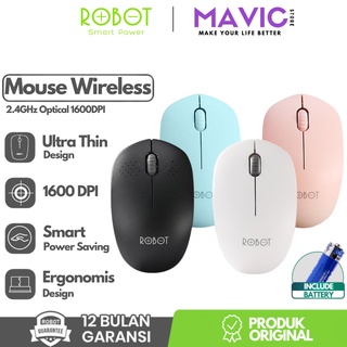 ROBOT M210 Mouse Wireless 2.4G Optical USB Mouse Gaming 1600DPI  untuk PC Laptop Pink - Garansi Resmi 1 Tahun