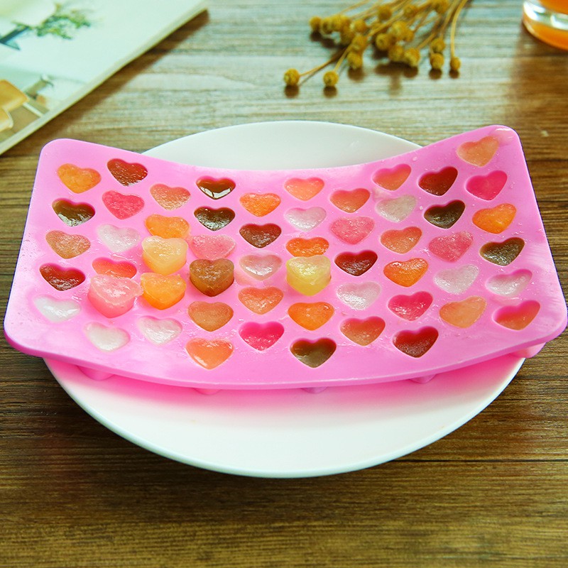 CETAKAN ES BATU SILIKON PINK BENTUK LOVE JELLY LA108P3 PUDING ICE CUBE COKLAT AGER SERBAGUNA SILICON TRAY MOLD