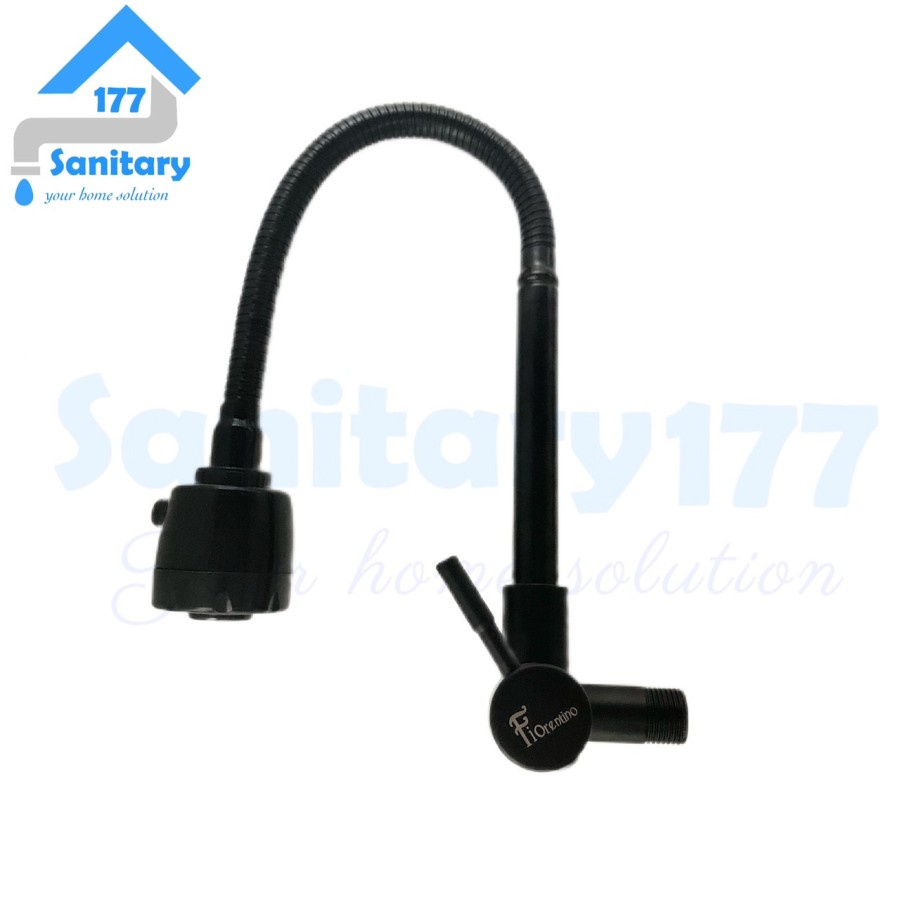 Kran Dapur Angsa Flexible 2in1 Stainless 304 hitam 28FBL-Keran air Sink Wastafel Tembok Dapur Cuci Piring