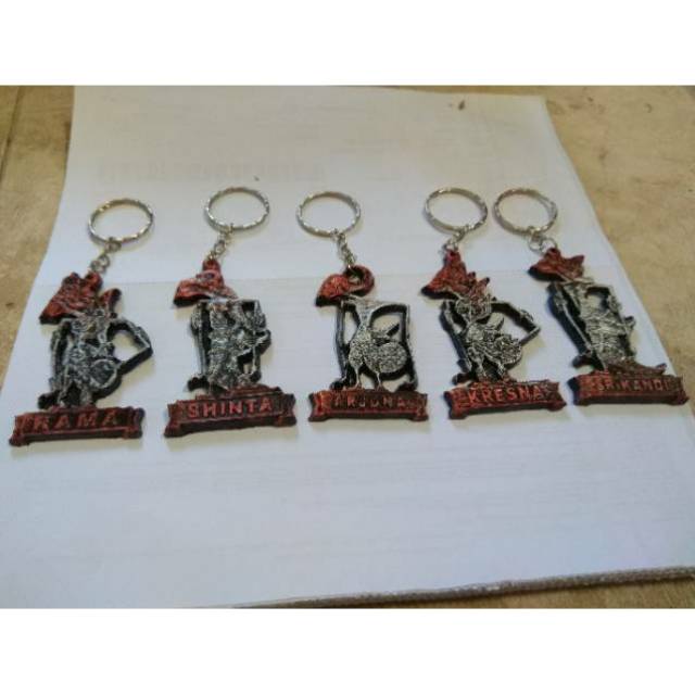 (BISA COD) 1 set (20 pcs) Gantungan Kunci Wayang Rama Shinta Arjuna Bima Srikandi Bahan Fiberglass