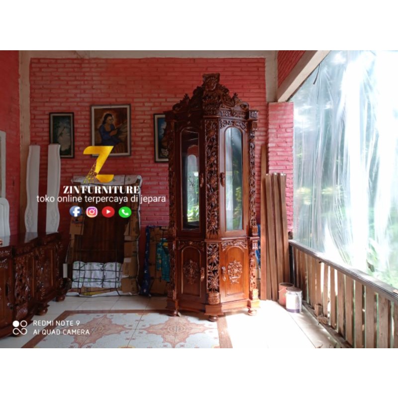 LEMARI HIAS SUDUT Shima Jati Jepara