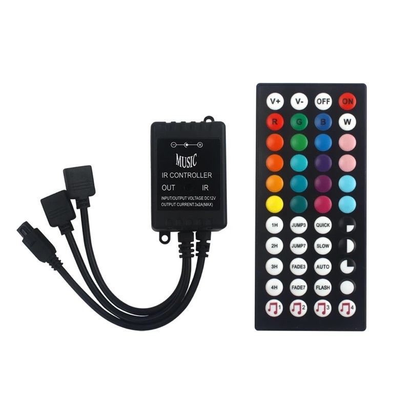 REMOTE LED STRIP RGB SENSOR SUARA MUSIC 44 TOMBOL BESAR DIY SMD 2835 5050