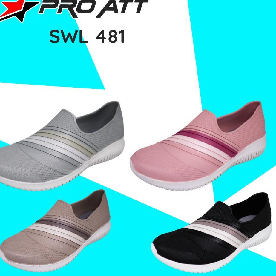gos ATT SWL 481 & SWL 482 Sepatu Karet Wanita Santai Slip On Anti Air Lentur Nyaman Kuat Ringan • Bj