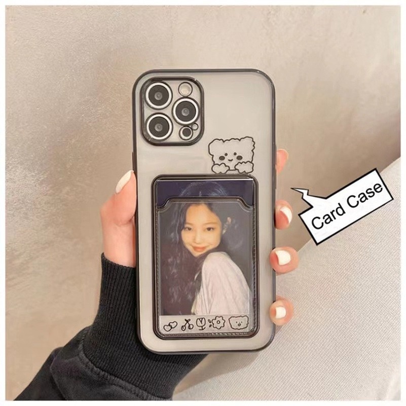 Soft Case TPU Transparan Shockproof Anti Jatuh Dengan Slot Kartu Untuk iPhone 13 12 11 Pro Max X Xr Xs Max 8 7 6 6S Plus SE 2020