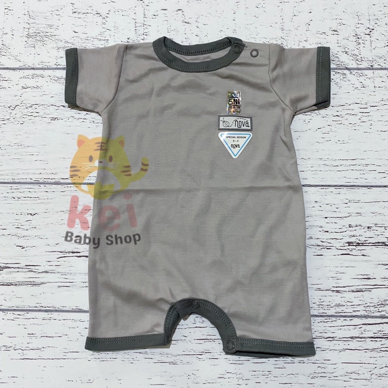 Nova Jumper Bayi Karakter Polos Abu - Romper Pendek Bayi Nova 0-3 3-6 6-9 Bulan