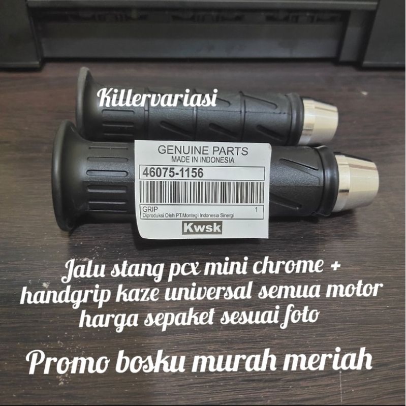 promo handgrip kaze Kawasaki Kaze + Jalu stang pcx mini chrome universal semua motor  Vixion satria Fu ninja CB 150 r Jupiter MX Jupiter z Vega Byson Mio beat Vario Scoopy dll