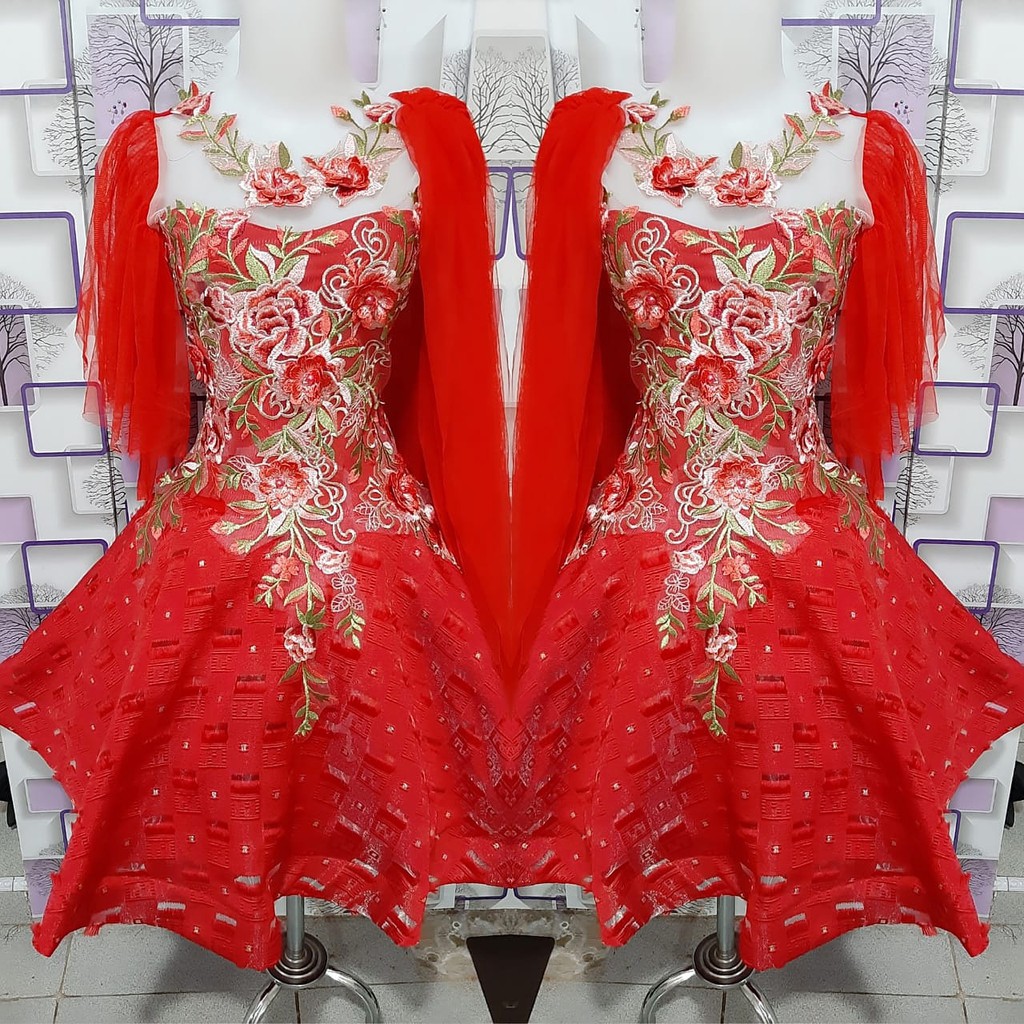 dress kalungg bunga tangan tulle baju  penyanyi baju  biduan 