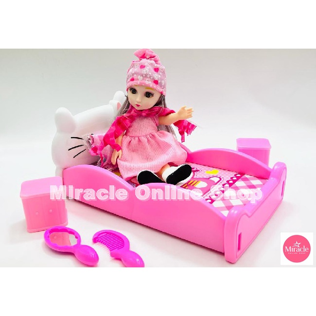 Mainan Boneka Berby + Kasur - mainan boneka berbi ranjang tempat tidur - boneka berbie kasur