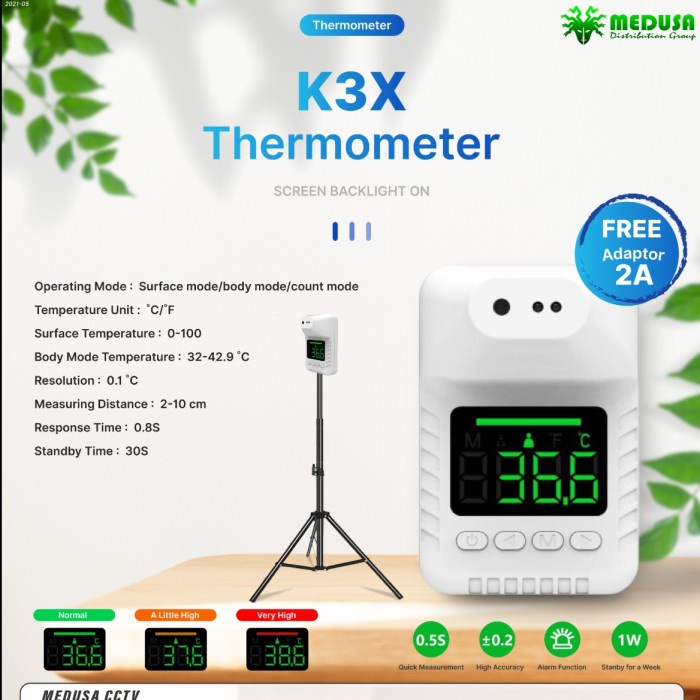 cd021v1 K3 X Thermometer Termometer Free Adaptor - K3 X S54D01