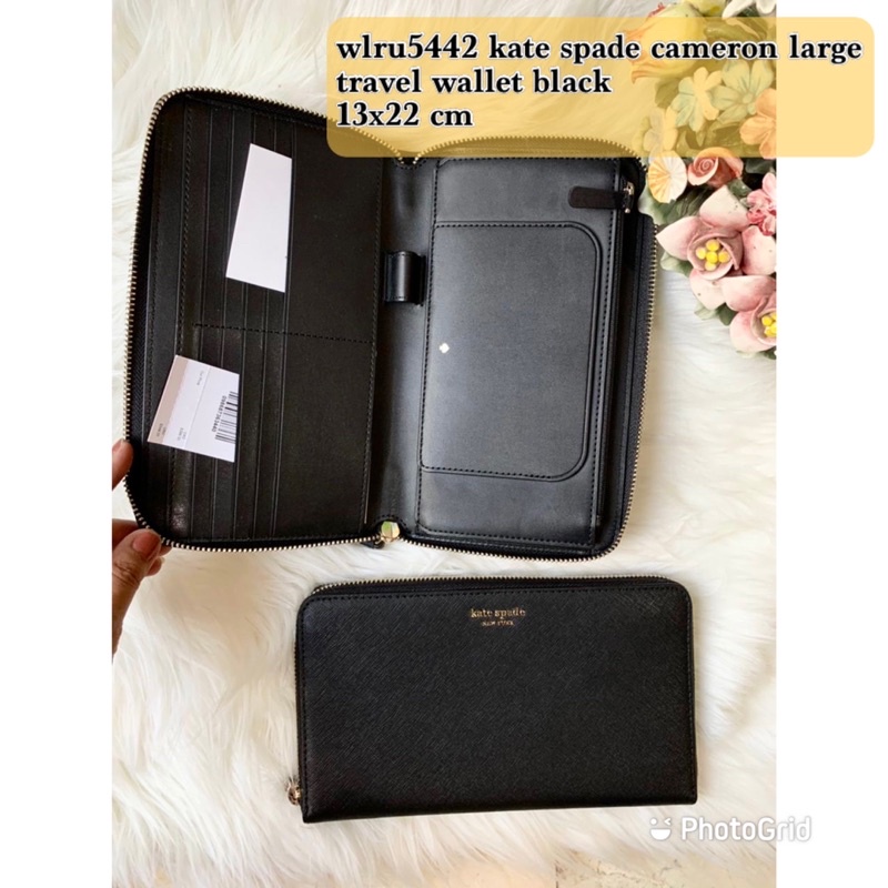 dompet wanita kate spade original wlru5442 cameron large travel wallet black