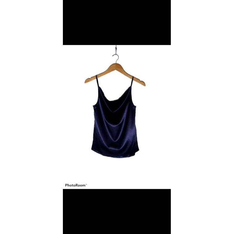 [READY bisa COD] KOREAN TOP SATIN/TANK TOP SATIN/ATASAN WANITA/ATASAN CANTIK/ATASAN CASUAL (XS-XL)-Navy