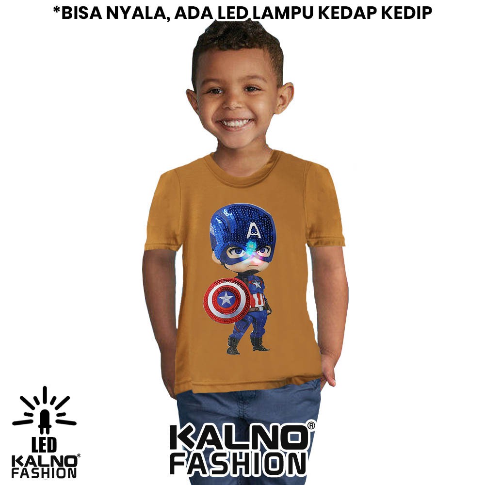 kaos baju anak CA 1 LED umur 1 - 7 tahun bisa nyala - random karakter CAPTAIN KAOS LED  KAOS NYALA