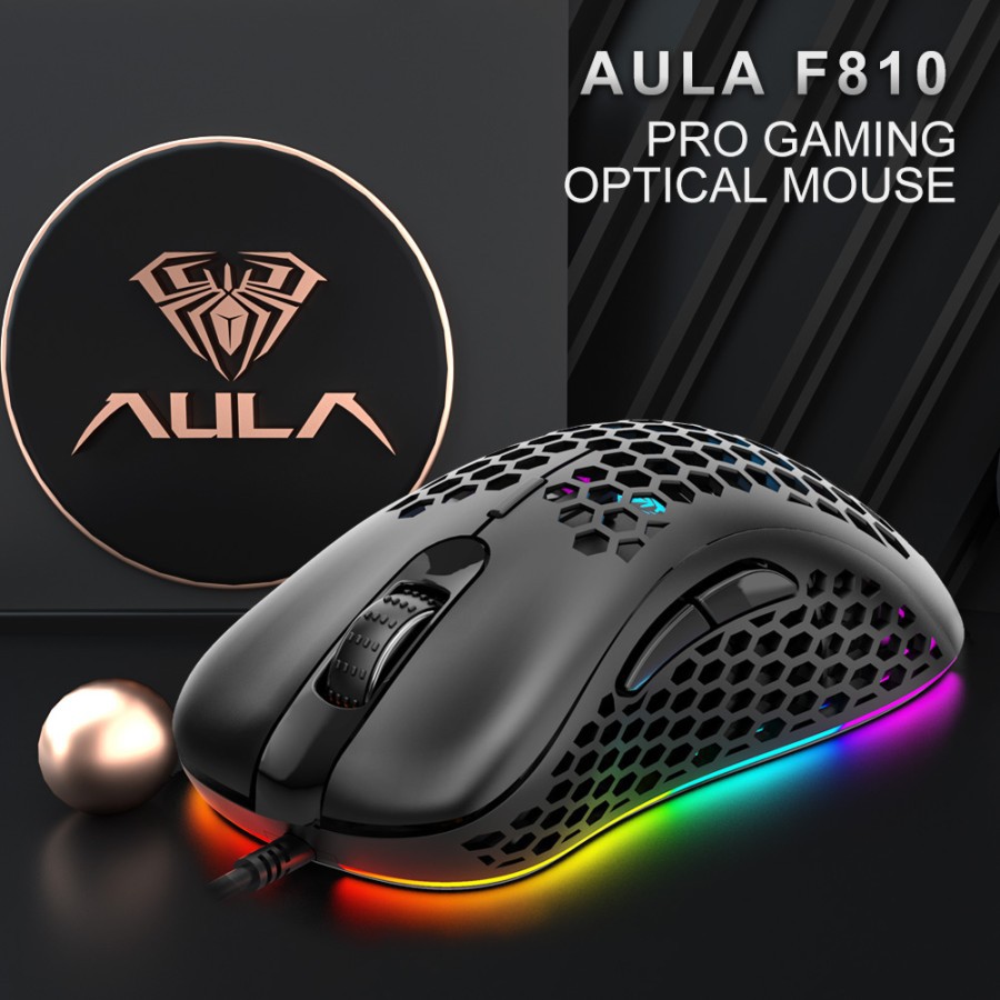 Mouse Gaming Aula Honey Comb F-810 RGB lighting - 6400DPI - Macro System 7 Button