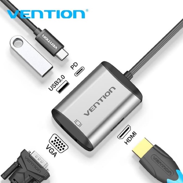 USB TYPE C TO HDMI VGA USB 3.0 PD ADAPTER-VENTION TFA