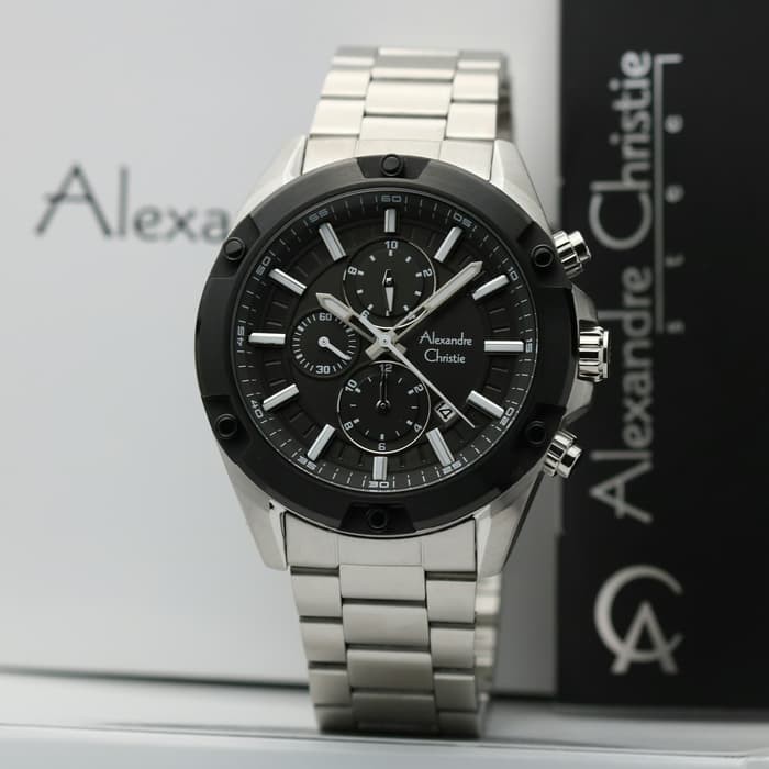 JAM TANGAN PRAIA ALEXANDRE CHRISTIE AC 6524 BLACK SILVER ORIGINAL GARANSI RESMI 1 TAHUN