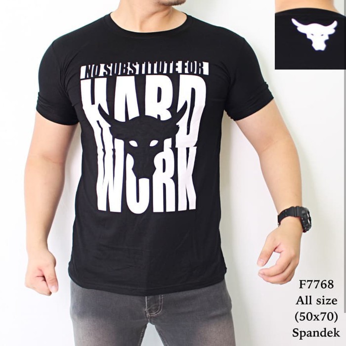 PROMO TERMURAH   Kaos HARDWORK BULL underarmour under armor baju gym fitness training   STOK