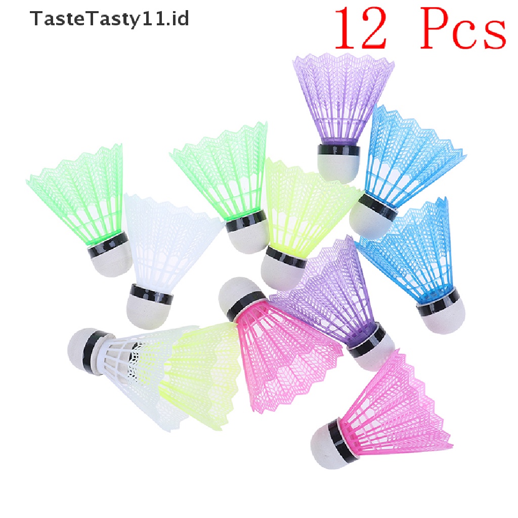 Tastetasty 12pcs Kok Badminton Bahan Plastik Warna-Warni