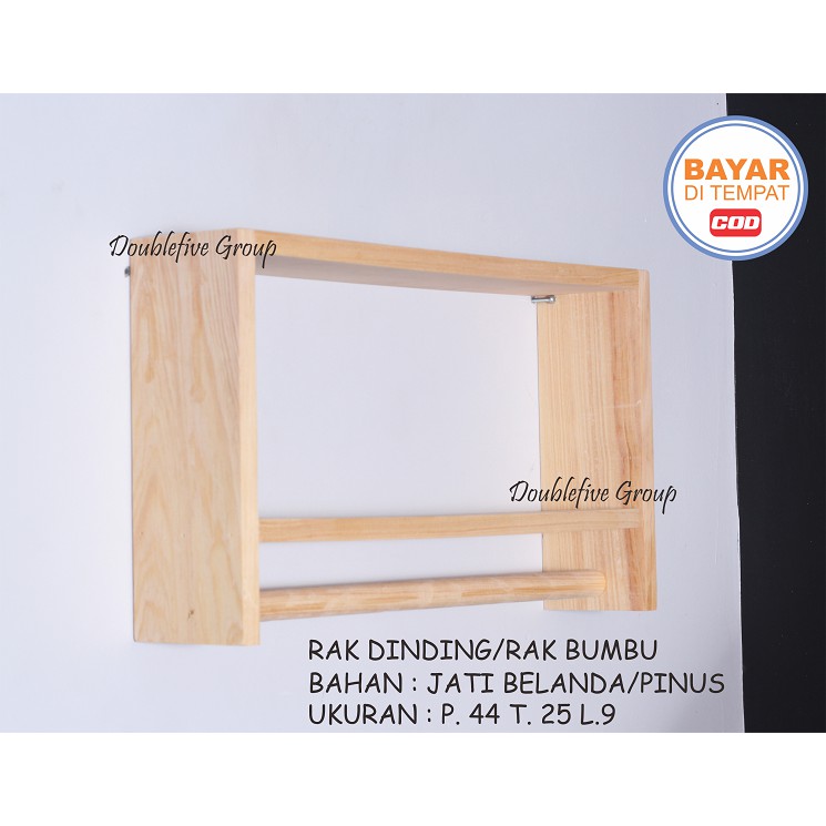 RAK DINDING KAYU BUMBU BEKVAM RAK BUMBU SERBA GUNA RAK DINDING KAYU BIRCH SOLID UK. 44 X 25 X 9