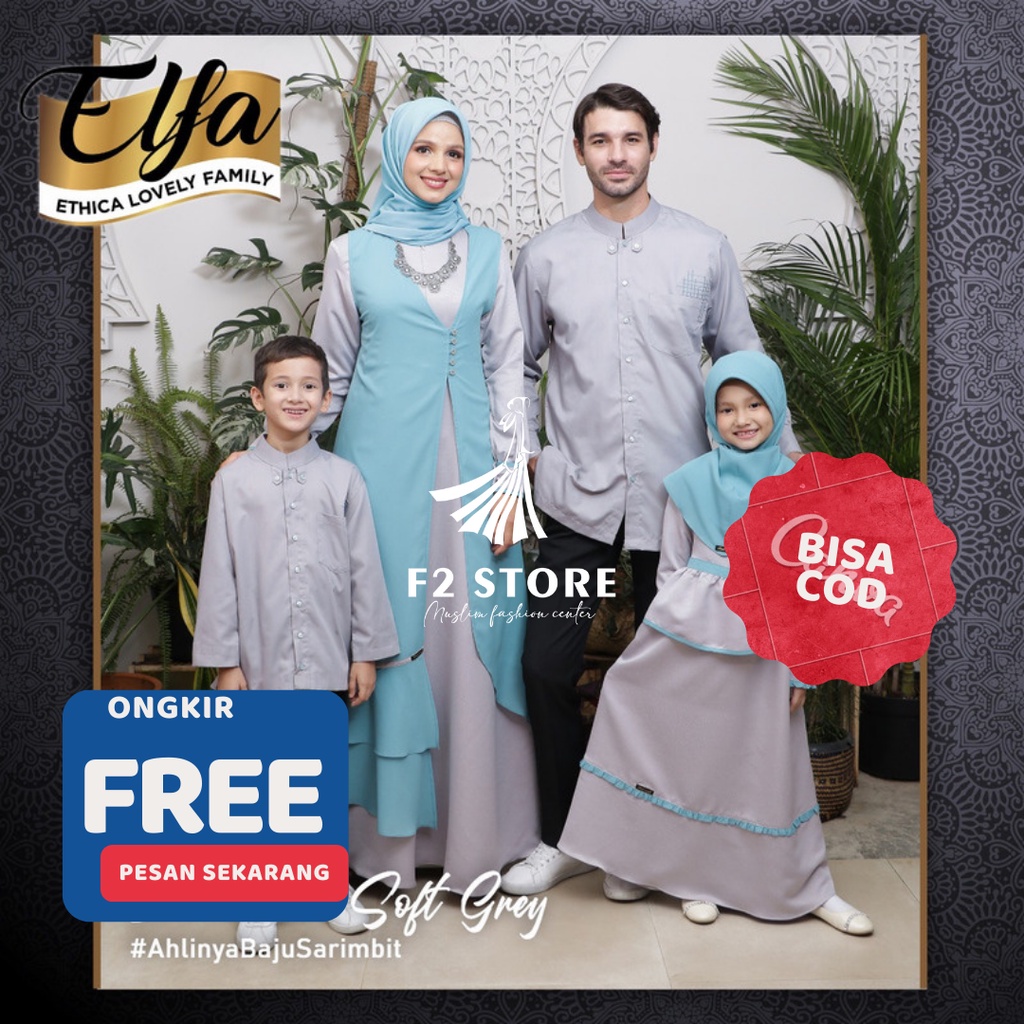 Busana Muslim Sarimbit Couple Ethica Original - Elfa 156 Soft Grey