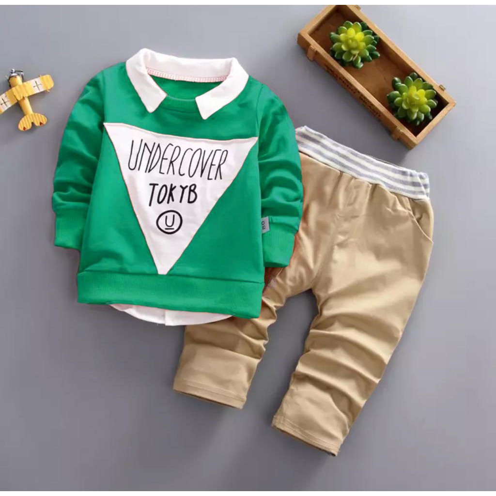 SETELAN SWEATER ANAK LAKI LAKI 1-5 TAHUN BAJU ANAK SETELAN SWEATER JOGGER SWEATER KRAH UNDER COVER