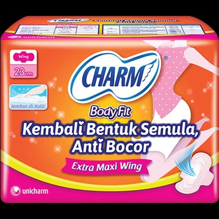 PEMBALUT / SOFTEX CHARM EXTRA MAXI WING BODY FIT 23CM 10 PADS (ORANGE) PROMO TERBARU
