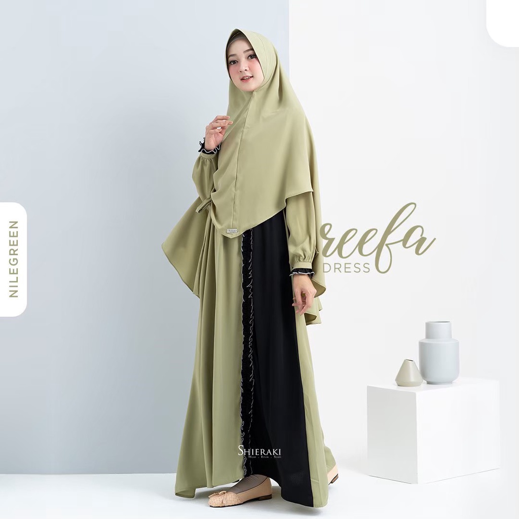 Reefa Dress Gamis Syari Two Tone Polos Cantik by Shieraki