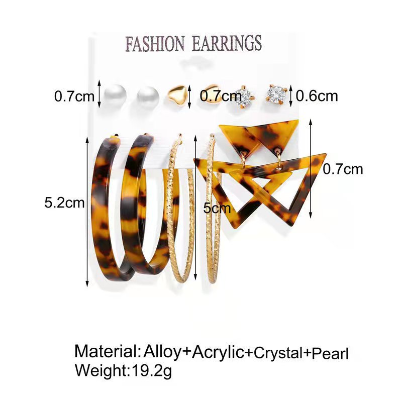 6 Pcs / Set Anting Tusuk Wanita Geometri Fashion Earrings Gaya Bohemian