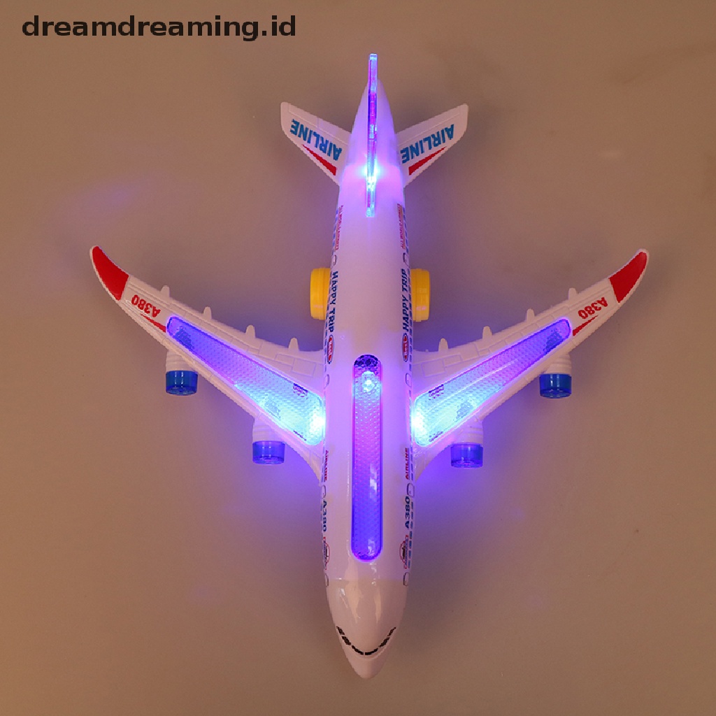 (Dreamdreaming.Id) A380 Mainan Airbus Elektrik Bahan Plastik Dengan Lampu + Suara Untuk Anak