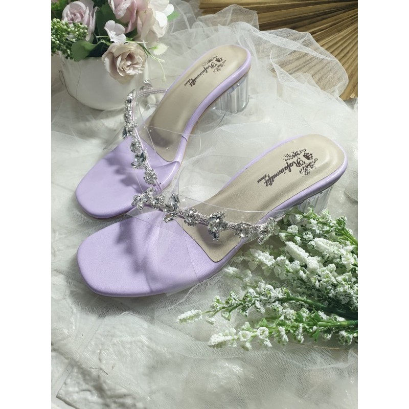 sandal lilac aura tinggi 5cm hak kaca