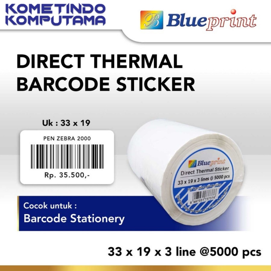 33x19x3 Line Isi 5000 Direct Thermal Sticker / Label Stiker BLUEPRINT 33x19x3 Line Isi 5000 Label Stiker