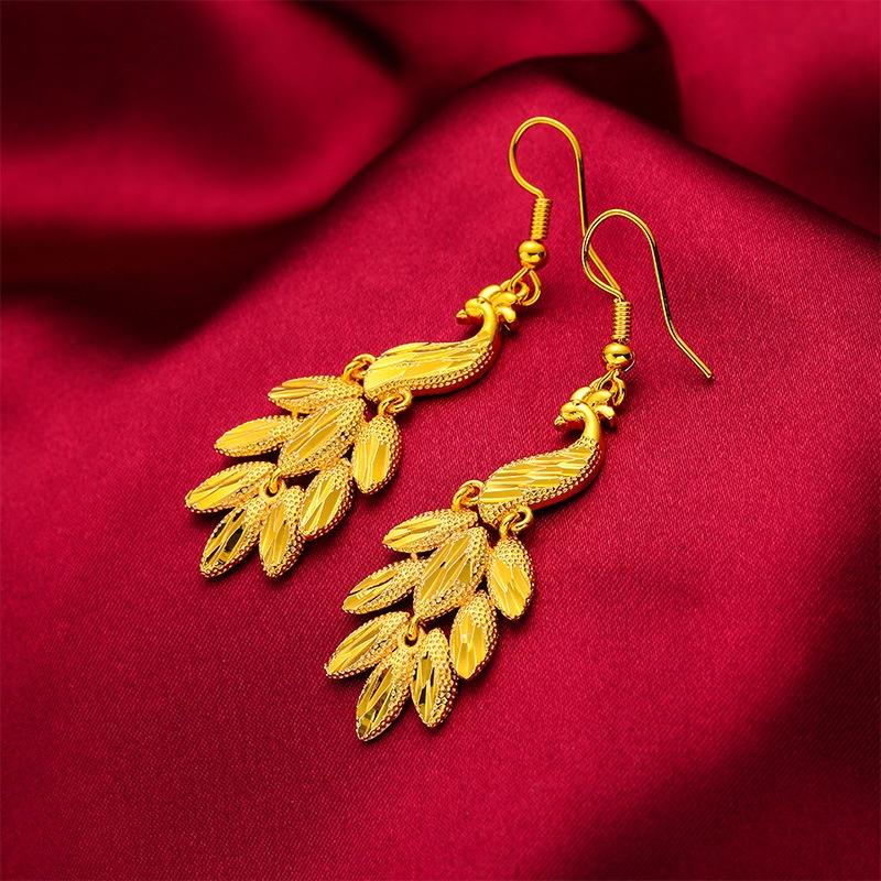 Bisa Cod Anting-Anting Merak Fashion Wanita Anting-Anting Emas Asli Kadar 375 Hadiah Terbaik Untuk 04A5
