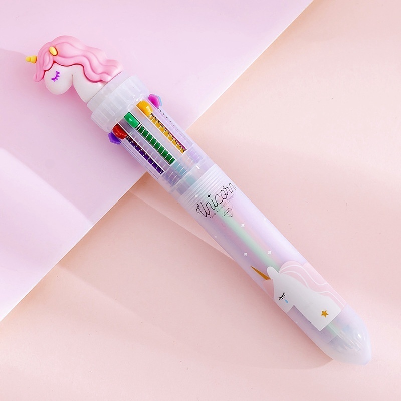 Cute 10 Colors Cartoon Rainbow Unicorn Ballpoint Pen Signing Pen for Student School Office Supplies