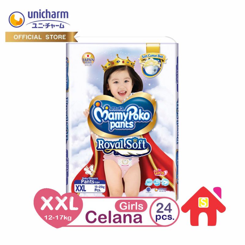 Mamypoko Royal Soft for Girl / Anak Perempuan Size XXL24 / XXL 24