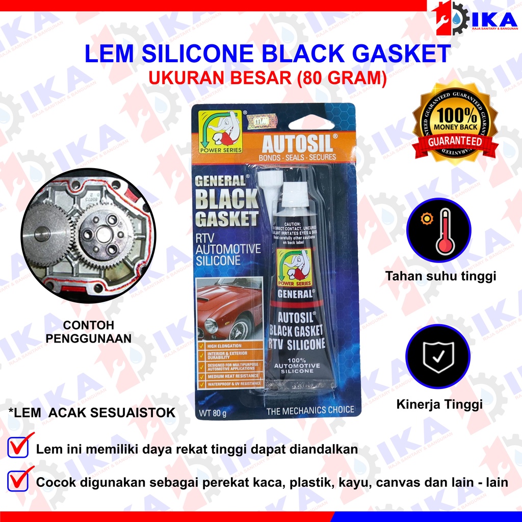 LEM SILIKON GASKET RTV TAHAN PANAS UNTUK PAKING MESIN DAN RADIATOR AUTO SEALER HITAM GENERAL SIL