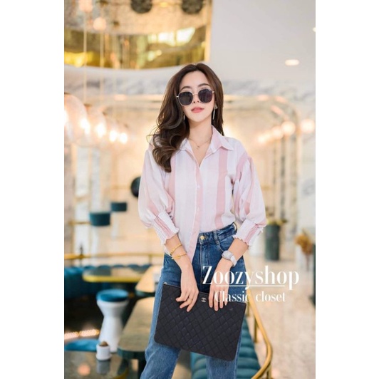 KEMEJA ZOOZY SALUR LENGAN KARETFASHION WANITA IMPORT BANGKOK CODE 25