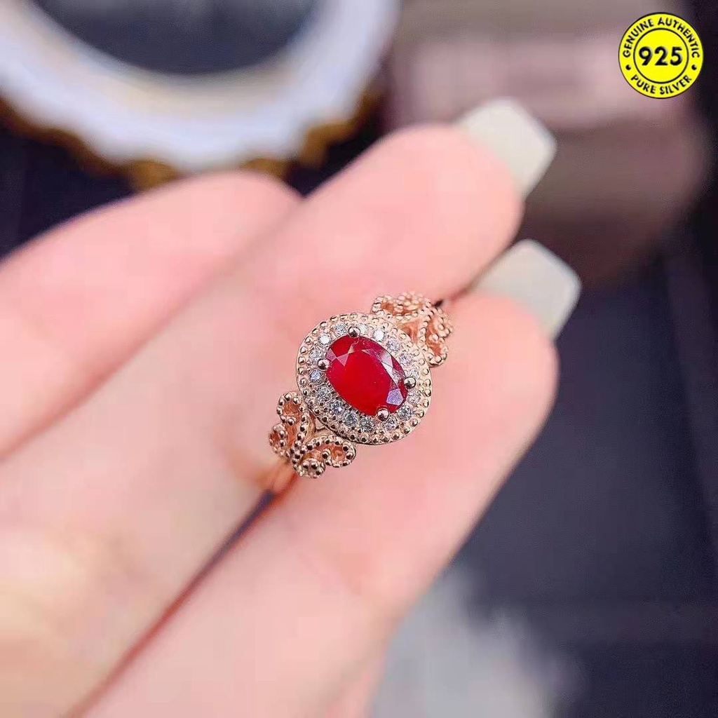 Cincin Model Terbuka Desain Merpati Ruby Warna Rose Gold