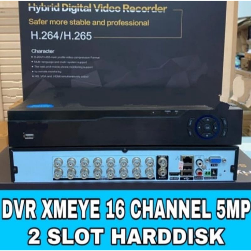 DVR XMEYE 16 CHANNEL 5MP 2 SLOT HARDDISK AHD 6 IN 1 FULL HD 1080P