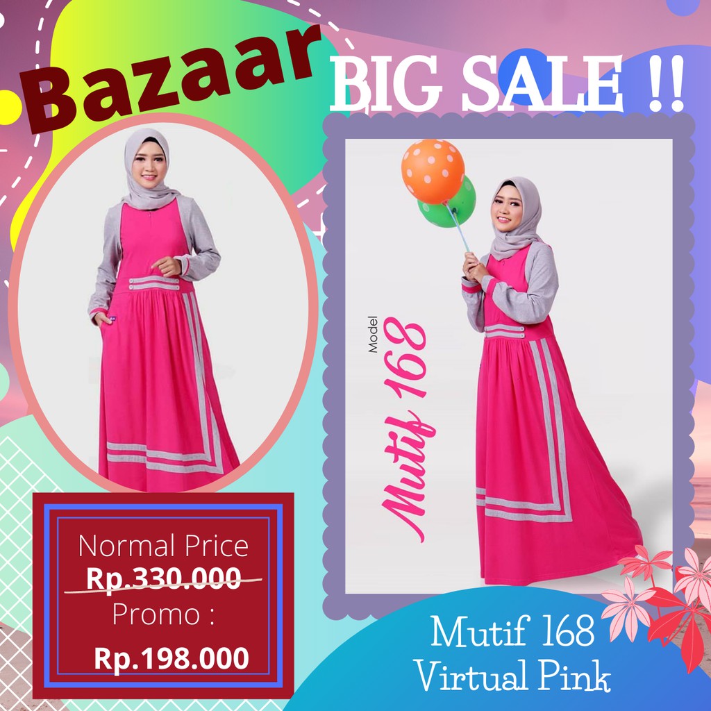 BIG SALE 2022 / BAJU GAMIS KAOS WANITA MUTIF M 168 VIRTUAL PINK / BAJU GAMIS MUTIF WANITA PROMO / PR