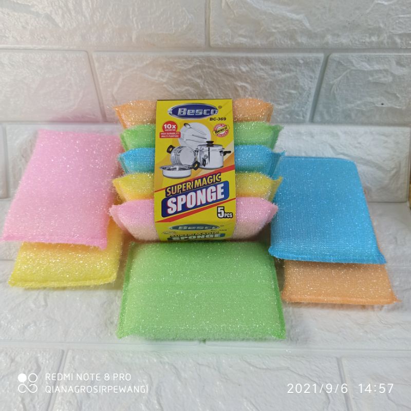 SPONS CUCI BANTAL/busa cuci piring 5pcs warna warni