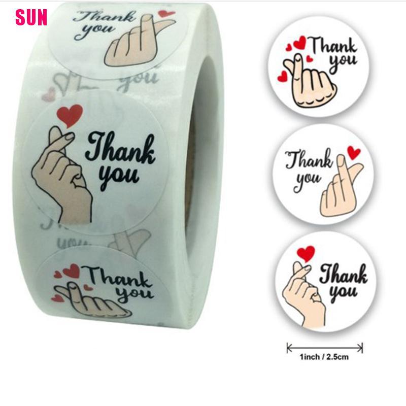 500pcs / Roll Stiker Label Segel Desain Thank You Untuk Alat Tulis