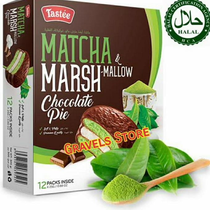 

[Logo HALAL] Tastee Chocolate Pie MATCHA Marshmallow - Snack Vietnam