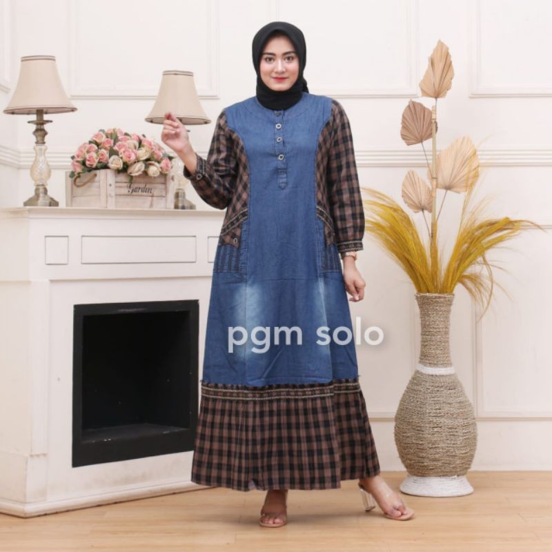 gamis jeans wanita ld 100