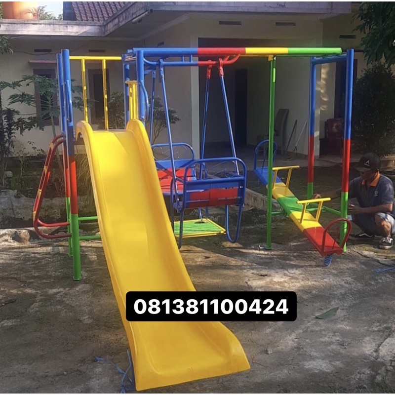 ape luar mainan paud satu set tiga barang playground seluncuran free ongkir jkt