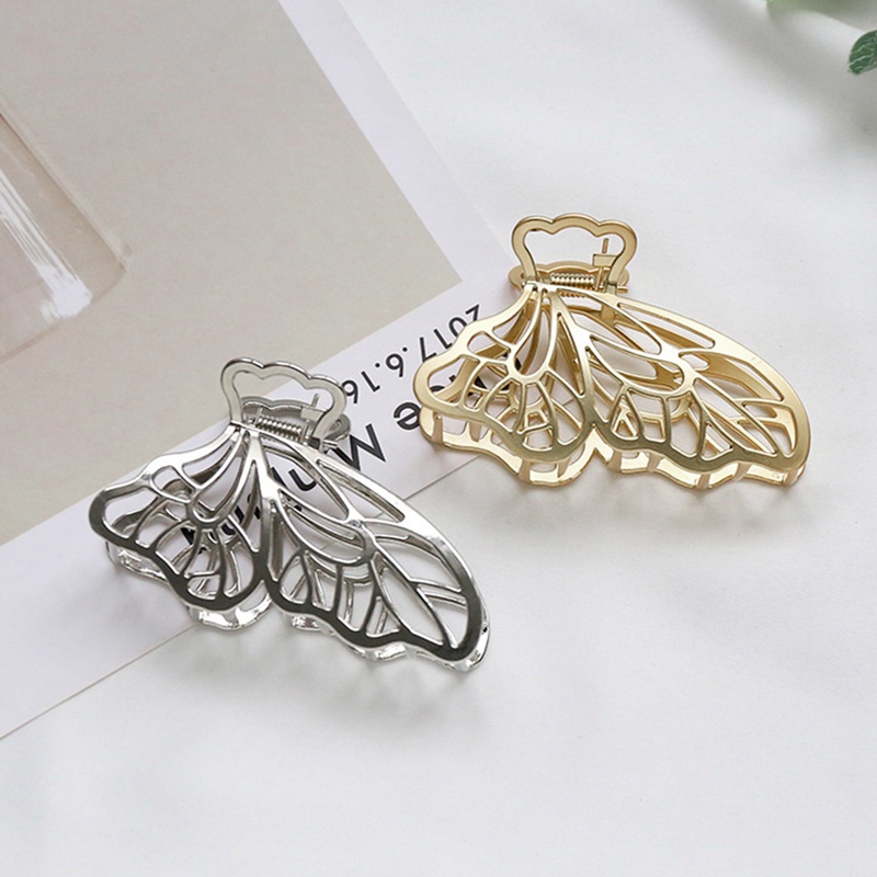 Jepit Rambut Bentuk Kupu-Kupu Bahan Metal Warna Silver Untuk Wanita