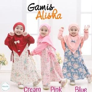 Set Gamis + Hijab Anak Usia 6Bln-6Thn Gamis Alisha by cutiepiekids RDMMUSL27