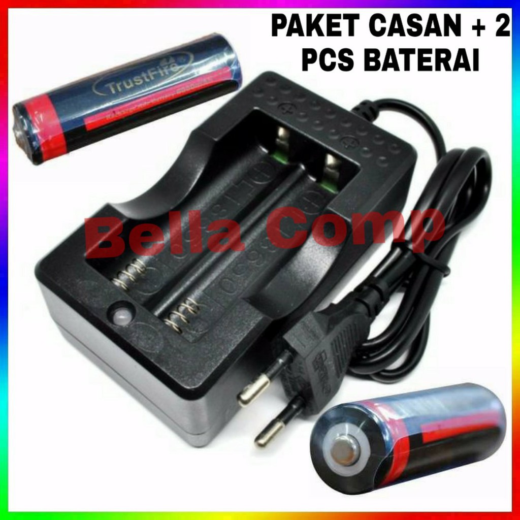 PAKET CHARGER BATERAI CAS CELL DAN BATERAI CAS 3.7V 6000mAH ,CHARGER BATERAI BATRE CAS 18650 6000mAH